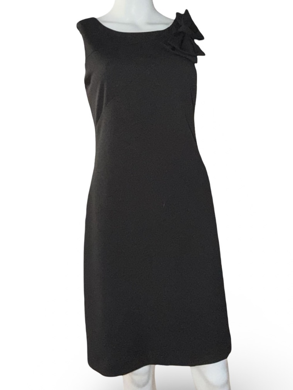 Betsey Johnson Black Asymmetrical Bow Shoulder Sheath Cocktail Dress XS